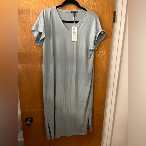 NWT Eileen Fisher Organic Cotton V-Neck midi Dress S - Picture 2 of 8